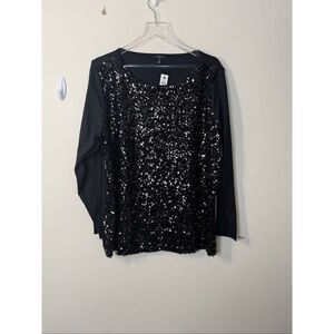 Talbots Black Sequin Top Blouse Plus Size 2X NWT Party Evening Glam Holiday Stat